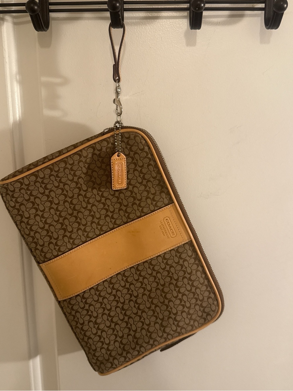 Coach Brown Signature Canvas Travel Toiletry Pouch OR Women’s Wrist Bag
